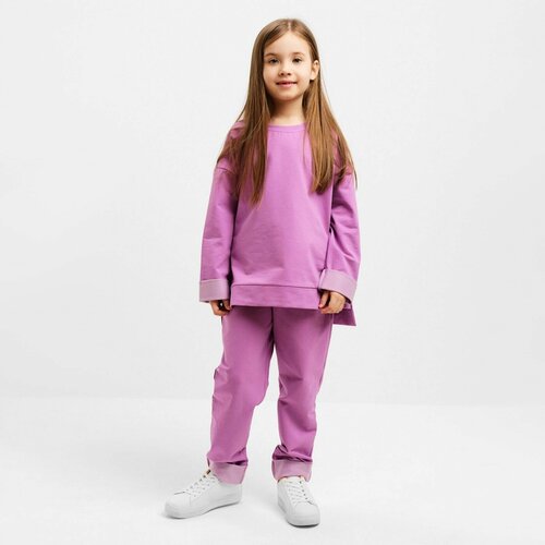 фото Комплект одежды minaku, свитшот и брюки, повседневный стиль, размер 104, фиолетовый