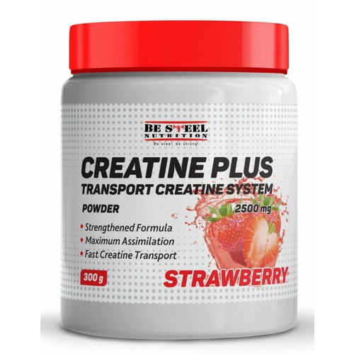 фото Be steel nutrition creatine plus transport creatine system 300г креатин порошок со вкусом клубника