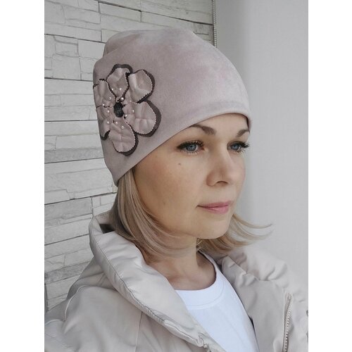 фото Шапка бини , размер 56-57, бежевый нет бренда