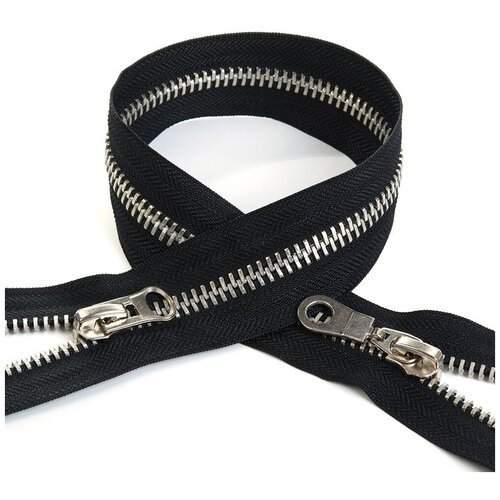 фото Молния maxzipper металлическая, никель, №8, 2 замка, 85 см, замок груша, цвет f322, черный (2.nik8.85.черн) max zipper