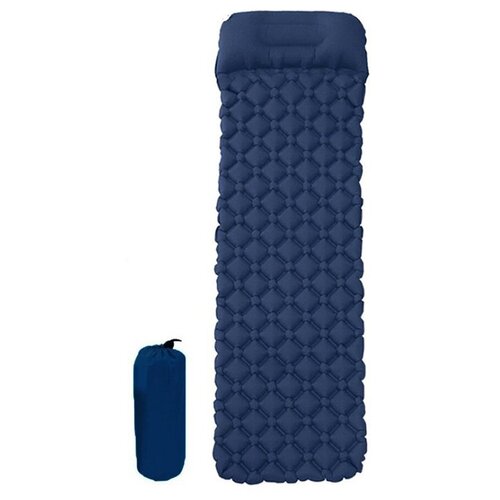 фото Надувной ячеистый матрас с подушкой (не съемной) 190х56х5 см, темно-синий grand price