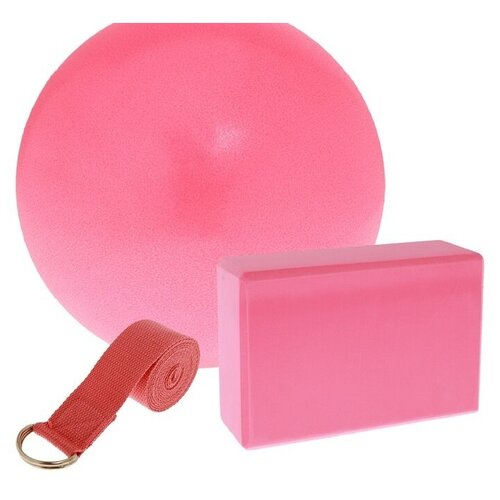 фото Набор для йоги (блок+ремень+мяч), цвет розовый sangh