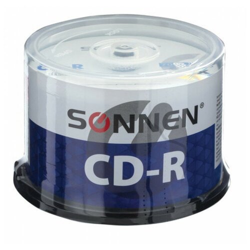 фото Диски cd- r sonnen, 700 mb, 52x, cake box, 50 шт 512570