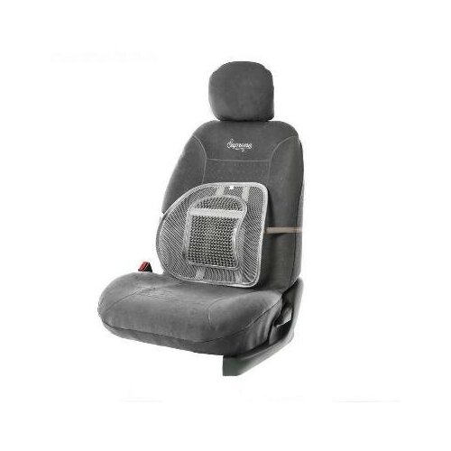 фото Ортопедическая спинка с вертикальным увеличенным массажером на сиденье, 38 x 39 см, серая torso