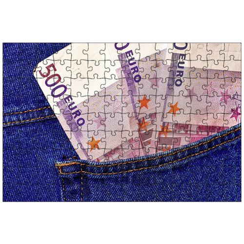 фото Магнитный пазл 27x18см."деньги, евро, джинсы" на холодильник lotsprints