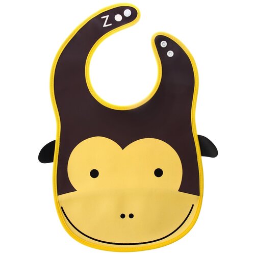 фото Нагрудник крошка я "обезьянка" из клеёнки, с отворачивающимся карманом, на регулируемых кнопках