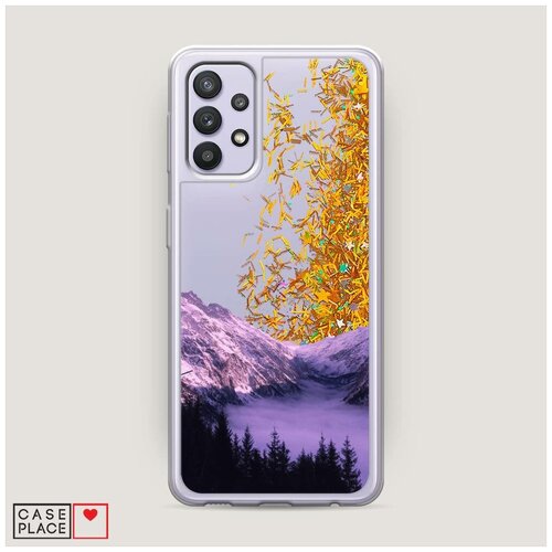 фото Чехол жидкий с блестками samsung galaxy a32 горный туман case place