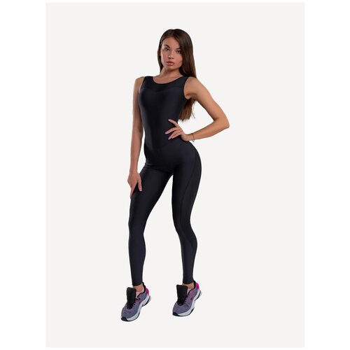 фото Комбинезон женский спортивный облегающий для фитнеса, спорта, танцев, йоги bona fide: darkmisstress "black"