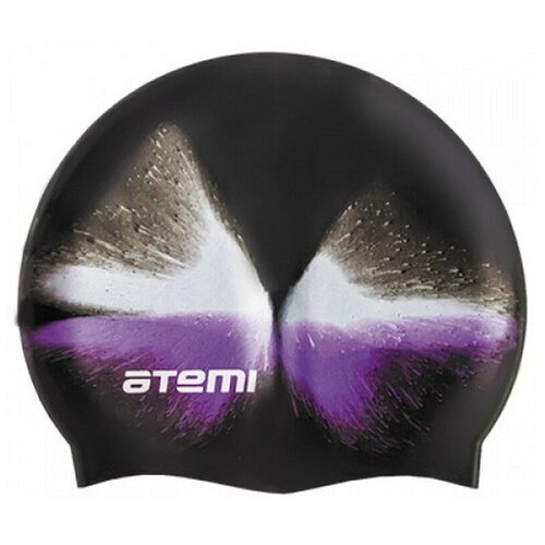 фото Шапочка для плавания atemi mc401, черный/фиолетовый/белый