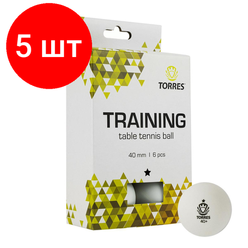 фото Комплект 5 штук, мяч для настольного тенниса torres training 1x tt21016, s0000146784