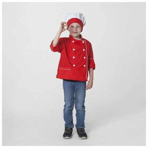 фото Детский карнавальный костюм "шеф- повар", колпак, куртка, 4-6 лет, рост 110-122 см сима-ленд