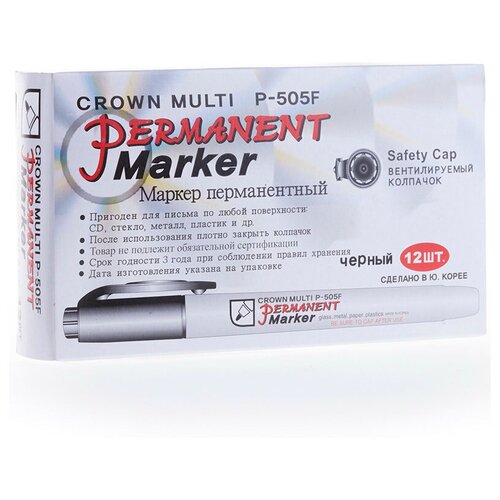 фото Crown набор маркеров multi marker super slim, черный, 12 шт. (p-505f), черный