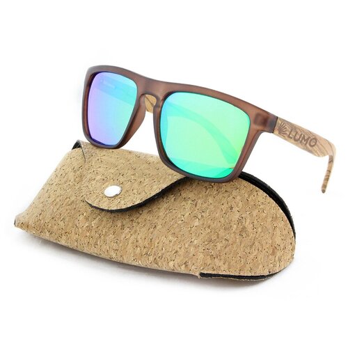 фото Солнцезащитные очки с дужками из экзотического дерева зебрано, lumo lu1002bz-1