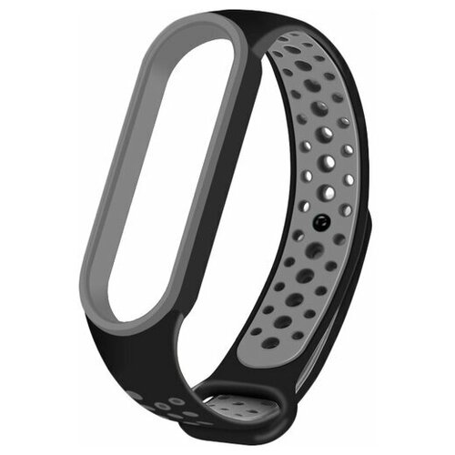 фото Силиконовый ремешок для mi band 6 / спортивный ремешок для фитнес трекера xiaomi / black gray