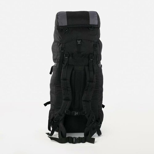 фото Рюкзак туристический, 120 л, отдел на шнурке, наружный карман, 2 боковых сетки, цвет чёрный/серый pr-market