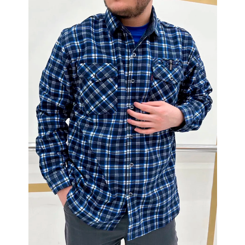 фото Рубашка , размер 5xl ru-58, синий, серый китай