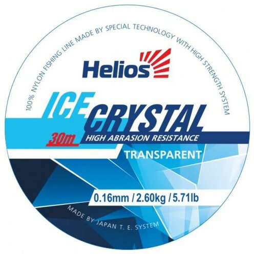 фото Леска helios ice crystal 0,14мм 30м transparent nylon hs-ict 0,14/30