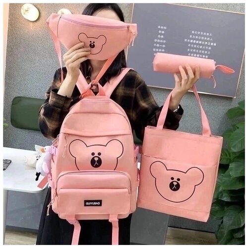 фото Рюкзак 4 в 1, рюкзак для девочки, комплект из 4 предметов- сумка-шопер, пенал, сумка, рюкзак китай