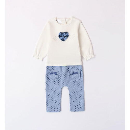 фото Комплект одежды ido для девочек, лонгслив и брюки, нарядный стиль, размер 12, бежевый, голубой