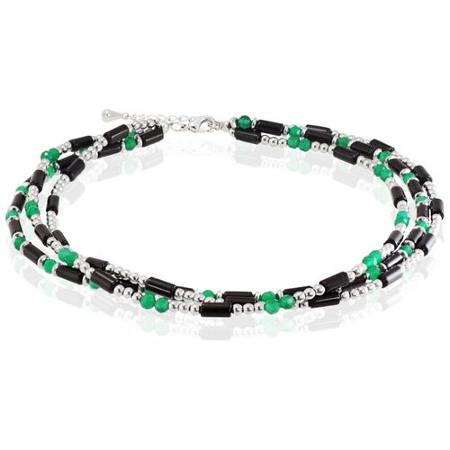 фото Колье многослойное miniature black&emerald из миниатюрного черного и изумрудного агата и гематита alerie accessories