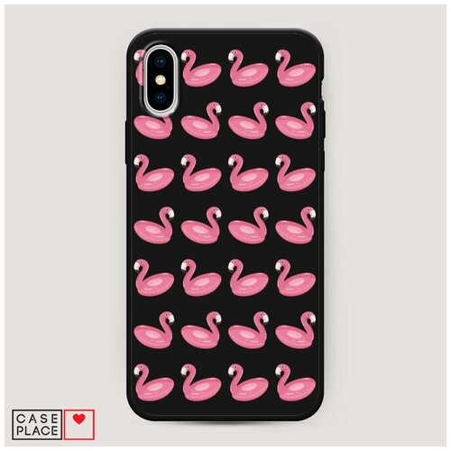 фото Чехол силиконовый матовый iphone xs max (10s max) надувные фламинго case place