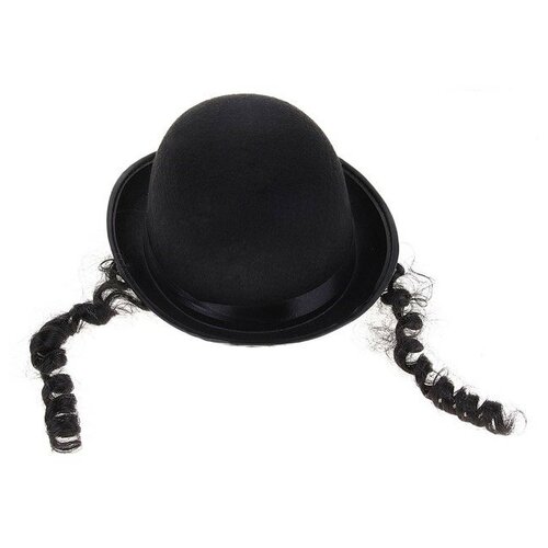 фото Карнавальная шляпа с локонами черная сималенд сима-ленд
