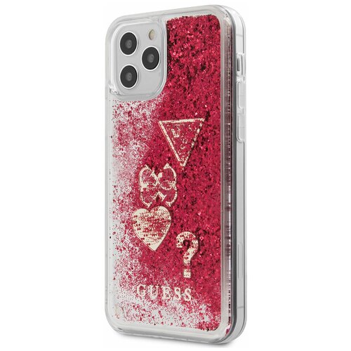 фото Чехол guess для iphone 12 pro max (6.7) liquid glitter charms hard raspberry