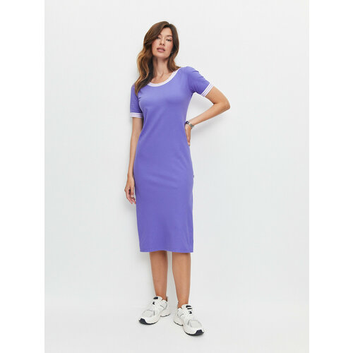 фото Платье-футболка zavi, хлопок, прямой силуэт, миди, размер 56/170, фиолетовый