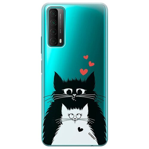 фото Ультратонкий силиконовый чехол-накладка clearview для huawei p smart 2021 с 3d принтом "cats in love" gosso