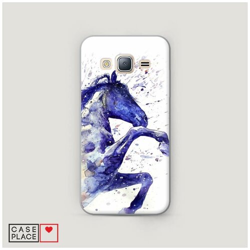 фото Чехол пластиковый samsung galaxy j3 2016 лошадь брызки краски case place