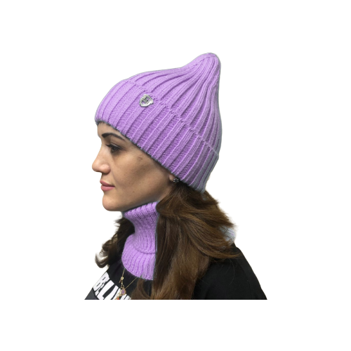 фото Комплект шапка и снуд / a.cappello / черкесская шерсть цвет: фиолетовый