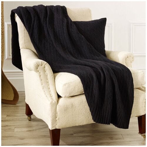 фото Плед ralph lauren cable cashmere black 150x120 см ralph lauren home