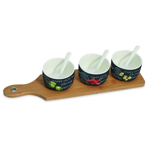 фото Набор для закуски: 3 чаши (8см) с ложками, поднос easy life r2s894_wopa-al