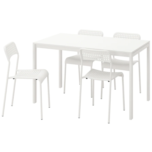 фото Melltorp мельторп / adde адде стол и 4 стула, белый125 см ikea