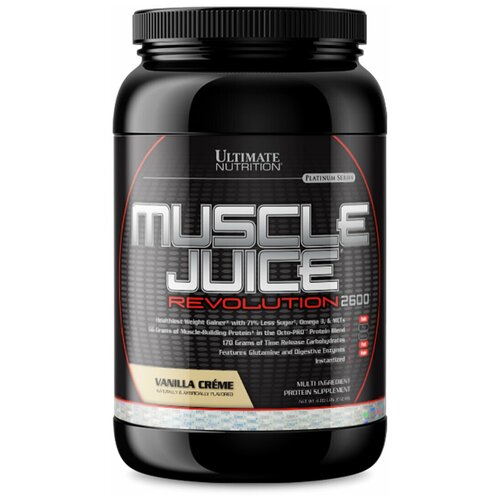 фото Гейнер ultimate nutrition muscle juice revolution 2.13 kg, vanilla creme, изолейцин, глутамин, валин (bcaa)