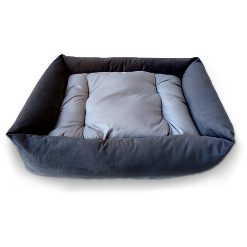 фото Лежанка frais с бортами и подушкой для кошек и собак 45*60 см, графит