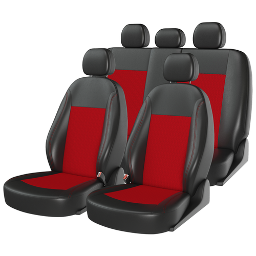 фото Чехлы на сиденья atom jacquard черно-красные carfashion