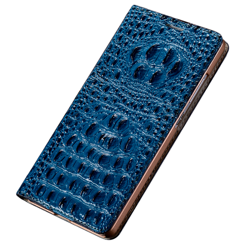 фото Чехол-книжка mypads premium для xiaomi mi 10/ xiaomi mi 10 pro из натуральной кожи с объемным 3d рельефом спинки кожи крокодила роскошный эксклюзивный синий