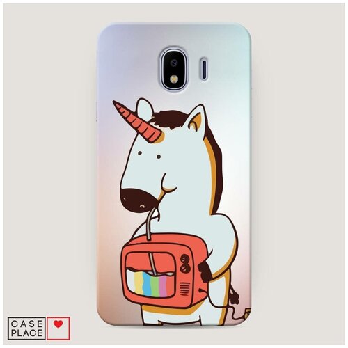 фото Чехол пластиковый samsung galaxy j4 единорог и телевизор case place