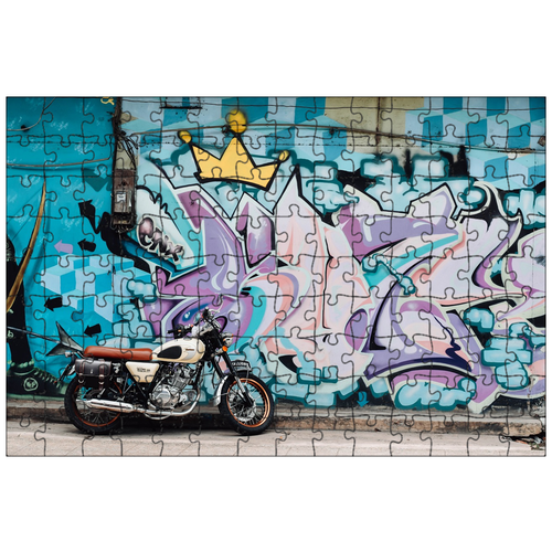 фото Магнитный пазл 27x18см."велосипед, изобразительное искусство, стена" на холодильник lotsprints
