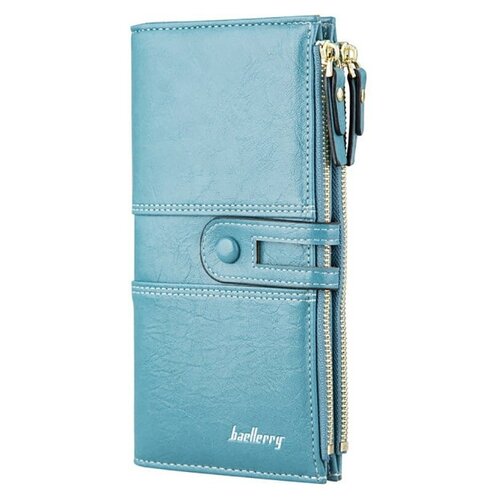 фото Женское портмоне (кошелёк) baellerry classic fashion с кнопкой на молнии, голубое