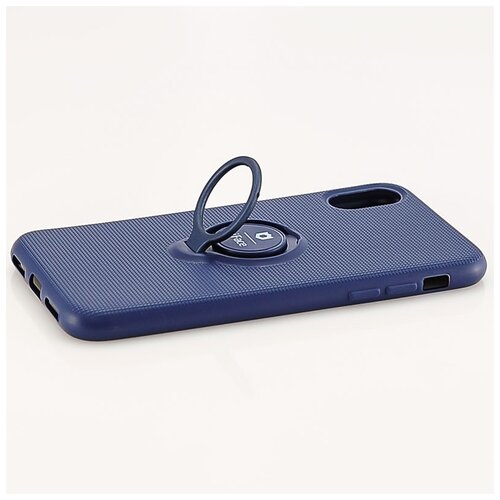 фото Чехол накладка эргономичная на apple iphone x/xs с металлической пластиной с кольцом синяя ycase