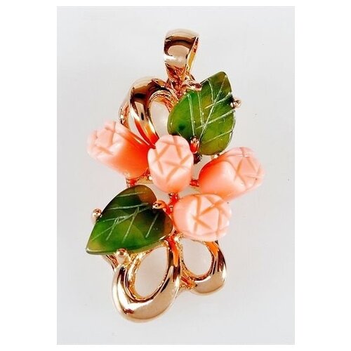 фото Кулон с кораллом и нефритом "4 розы 3 дуги" lotus jewelry