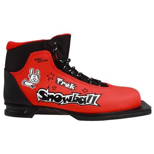 фото Ботинки лыжные trek snowball nn75 ик, цвет красный, лого чёрный, размер 34 нет бренда