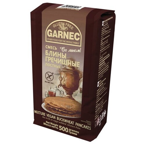 фото Garnec смесь для выпечки блины гречишные постные без глютена, 0.5 кг