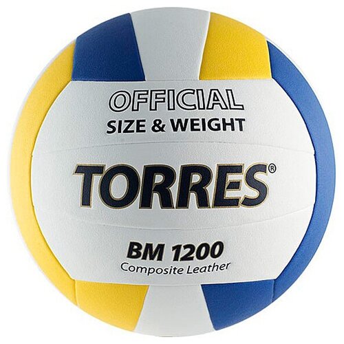 фото Волейбольный мяч torres bm1200 белый/желтый/синий
