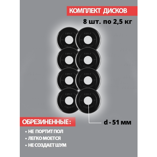 фото Набор дисков mb barbell atlet 2.5 кг 8 шт. черный