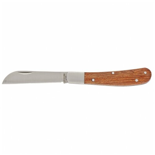 фото Нож садовый, 173 мм, складной, прямое лезвие, деревянная рукоятка palisad