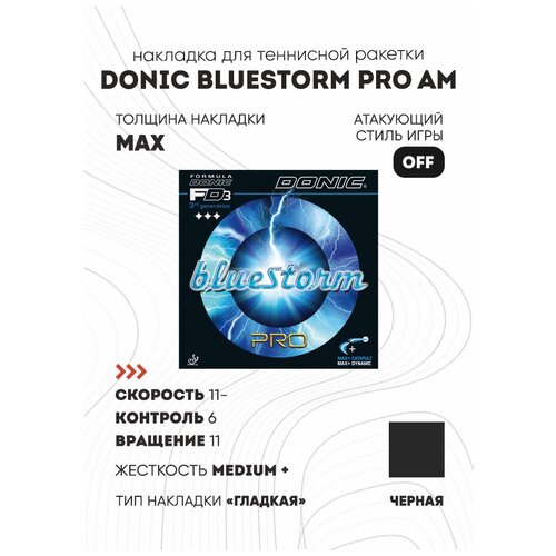 фото Накладка donic bluestorm pro am цвет черный, толщина max