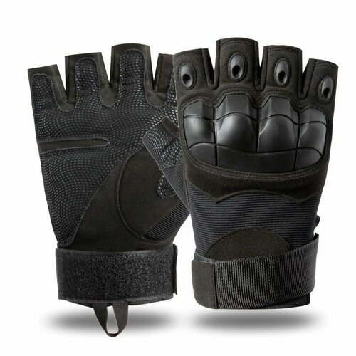 фото Тактические перчатки для мужчин без пальцев t04 / перчатки с защитой костяшек боевые военные, для рыбалки, охоты и туризма, размер xl, чёрный торговая федерация